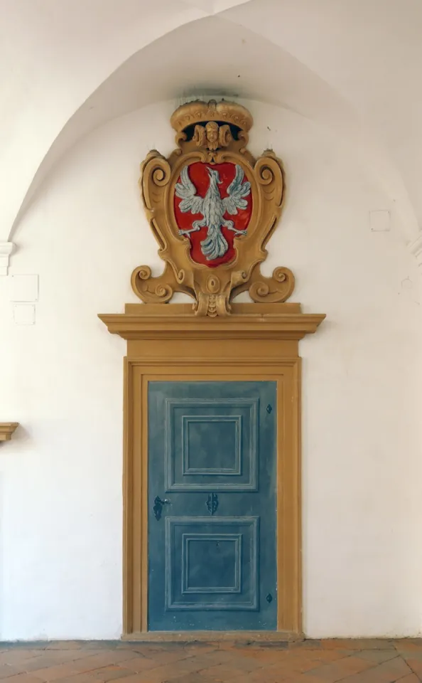 Schloss Eggenberg, Tür mit Supraporte