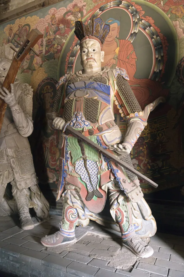 Shanhua-Tempel, Kostbare Halle des großen Helden, Statue einer Schutzgottheit