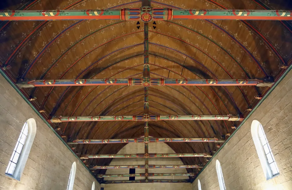 Hospices de Beaune, hölzernes Tonnengewölbe des Armensaals