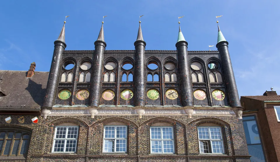 Lübecker Rathaus, Detail der Ostfassade des Neuen Gemachs