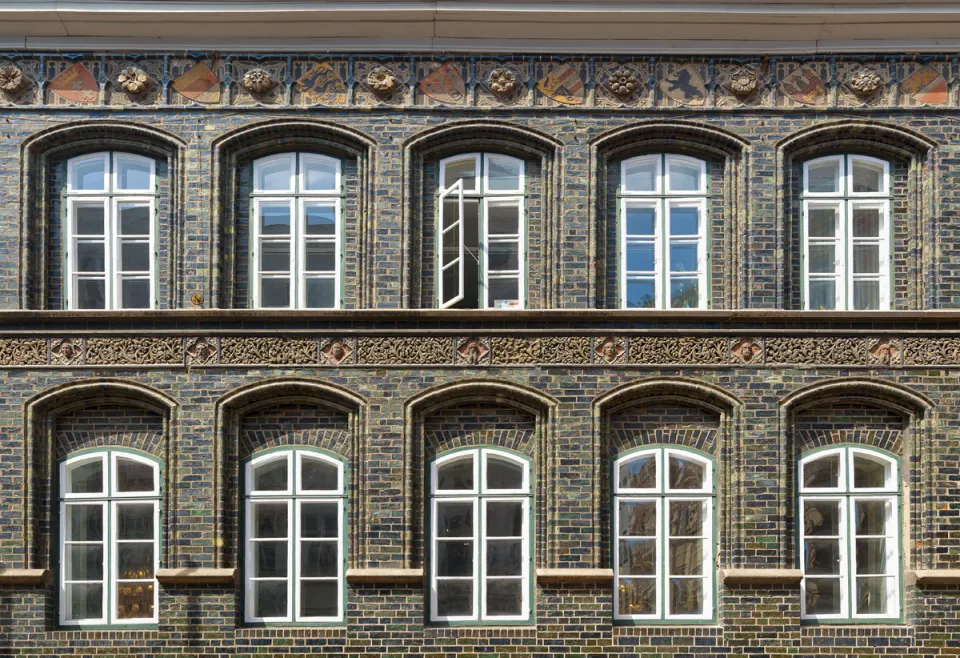 Lübecker Rathaus, Detail der Fassede des Hauptgebäudes