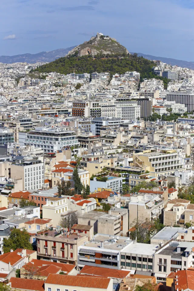 Athen, Sicht auf den Lykabettus von der Akropolis