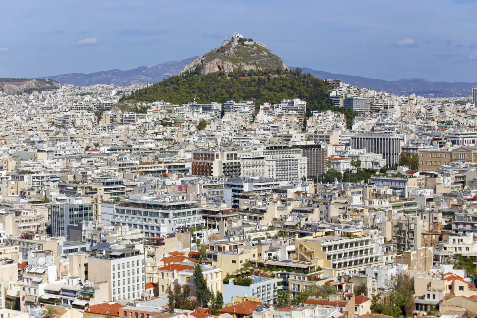 Athen, Sicht auf den Lykabettus von der Akropolis