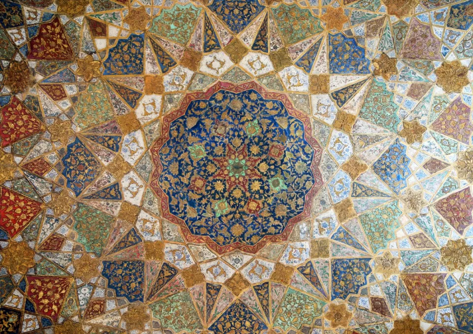 Grabmal des Itimad-ud-Daula, Mausoleum, Decke mit Ornamenten