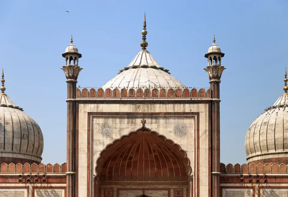 Jama Masjid von Delhi, Gebetshalle, oberer Teil des Iwans