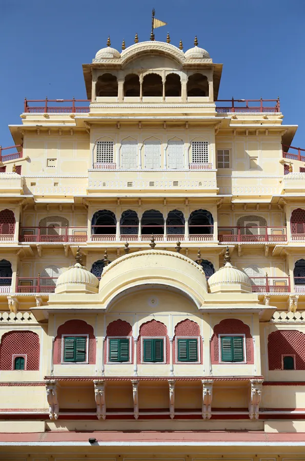 Stadtpalast von Jaipur, Chandra Mahal, Detail der Fassade