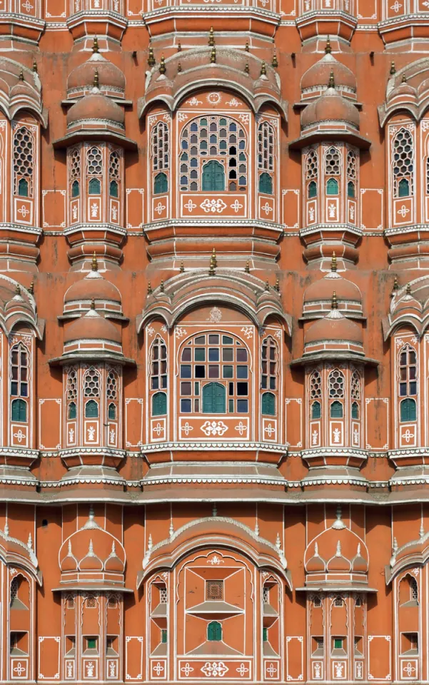 Palast der Winde (Hawa Mahal), Detail der Fassade mit Jharokhas