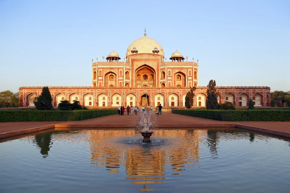 Humayun-Mausoleum, Westansicht kurz vor Sonnenuntergang