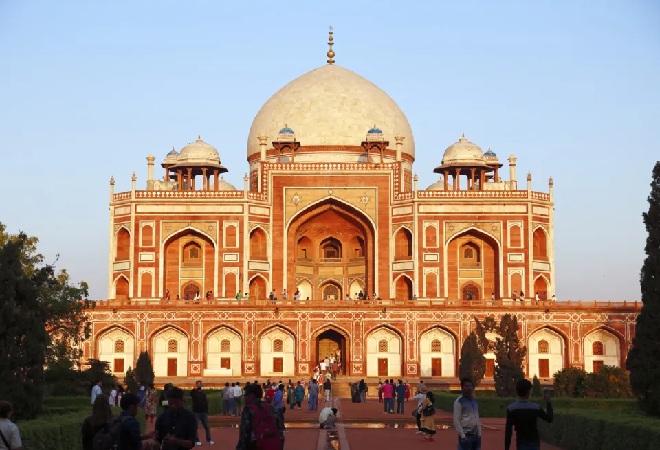 Humayun-Mausoleum, Westansicht kurz vor Sonnenuntergang