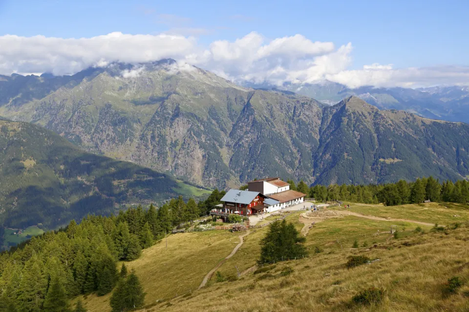 Sarntaler Alpen, Gasthof Klammeben, Blick auf Texelgruppe