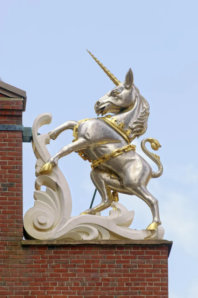 Old State House, Einhorn-Skulptur Old State House, Einhorn-Skulptur