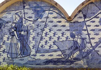 Kirche Heiliger Franz von Assisi, Detail der Azulejo-Fliesen der Rückwand