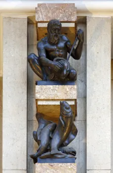 Palais Adria, Innenraum, Skulpturen der Tierkreiszeichen