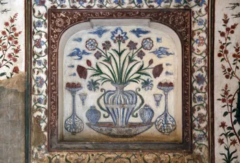Grabmal des Itimad-ud-Daula, Mausoleum, ­Wandmalerei im Inneren