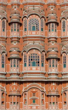 Palast der Winde (Hawa Mahal), Detail der Fassade mit Jharokhas