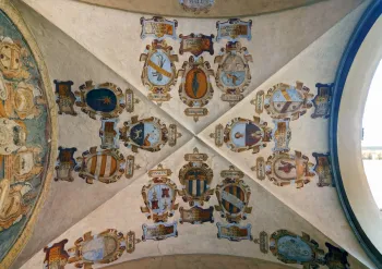 Palast des Archiginnasio, Kreuzgewölbe mit Wappenfresko