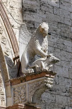 Palast der Prioren, Portale Maggiore, Skulptur eines Greifs