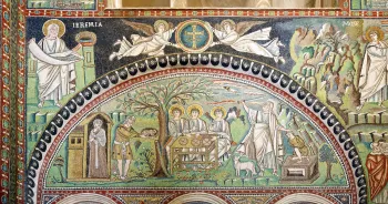 Basilika San Vitale, Darstellung der drei Besucher Abrahams und seiner Opferung von Isaak