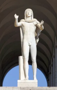 Palast der italienischen Zivilisation, allegorische Statue „Genius der Poesie“