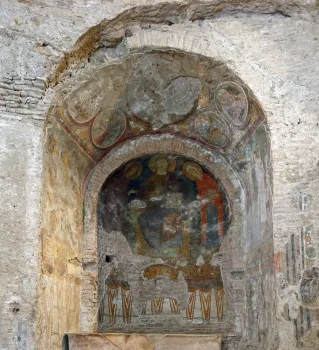 Forum Romanum, Tempel des Romulus, Nische mit frühchristlichen Wandmalereien