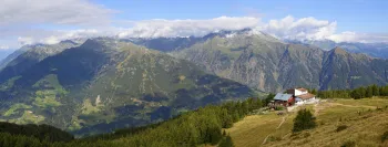 Sarntaler Alpen, Gasthof Klammeben, Blick auf Texelgruppe